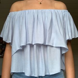 cute blue off the shoulder top
